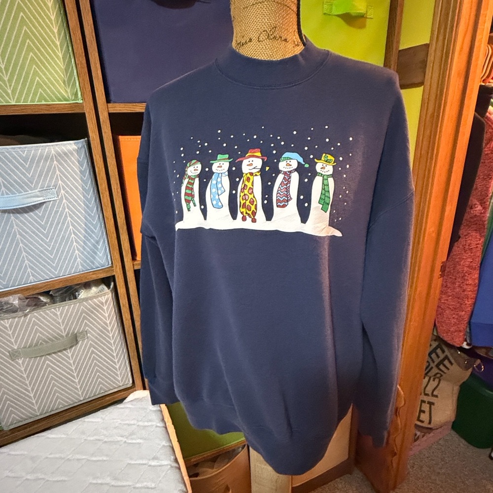 Vintage Blue Snowman Sweatshirt
